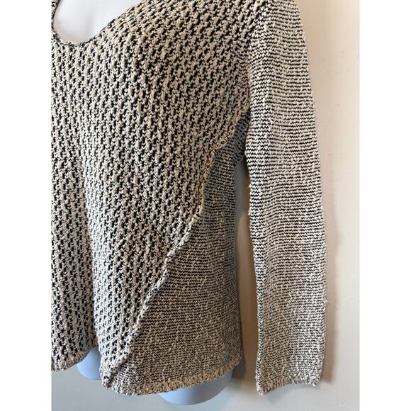 VTG 80s Karen Hart Womens Sz L Pullover Sweater Cotton Bleen V-Neck Chunky Retro - Picture 3 of 9